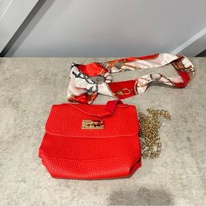 New | Small Shoulder Bag w/ multicolored, matching scarf | purse | Vacation Bag